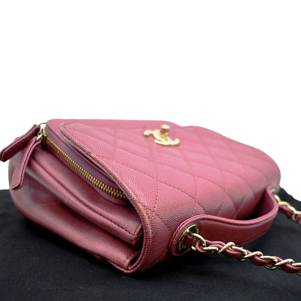 CHANEL Business Affinity Medium Flap Quilted Caviar Shoulder Bag Pink