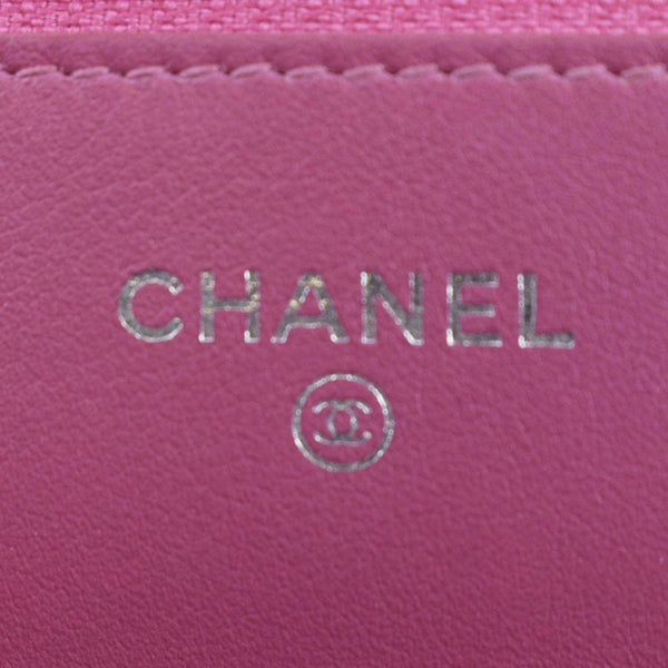 CHANEL Camellia Wallet On Chain Leather Crossbody Bag Pink