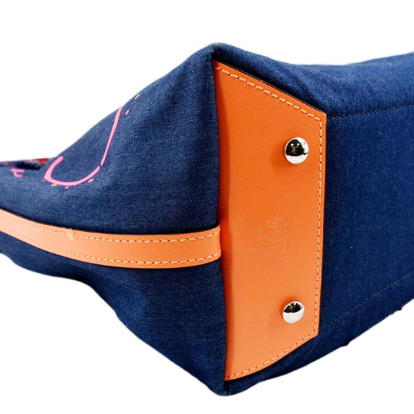 CHRISTIAN LOUBOUTIN Frangibus Small Denim Shoulder Bag Blue