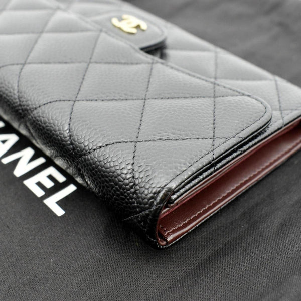 Chanel Flap Quilted Caviar Wallet in Black Color - Top Left