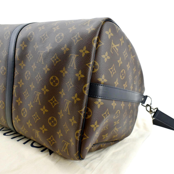 LOUIS VUITTON Keepall 55 Bandouliere Monogram Macassar Travel Bag Brown