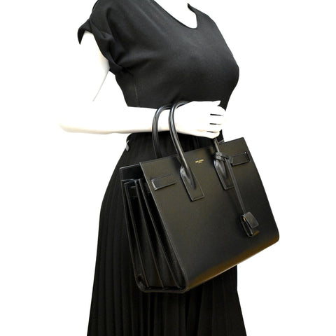 YVES SAINT LAURENT Sac de Jour Leather Satchel Shoulder Bag Black