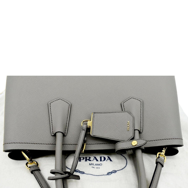 PRADA Double Handle Saffiano Leather Tote Bag Grey
