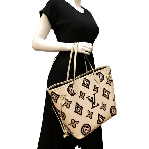 LOUIS VUITTON Neverfull MM Wild At Heart Monogram Giant Tote Bag Creme