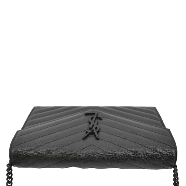 YVES SAINT LAURENT Cassandre Chain Wallet Leather Crossbody Bag Black