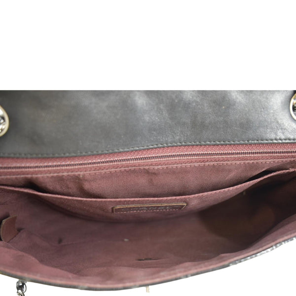 CHANEL Secret Label Flap Patent Leather Shoulder Bag Black