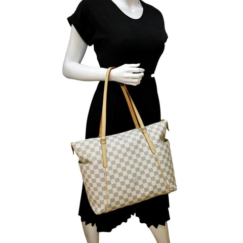 LOUIS VUITTON Totally MM Damier Azur Shoulder Bag White
