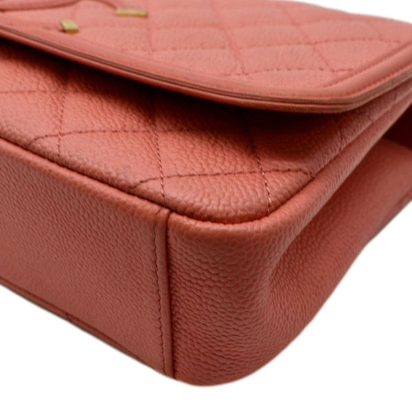 CHANEL CC Filigree Medium Flap Caviar Leather Crossbody Bag Pink
