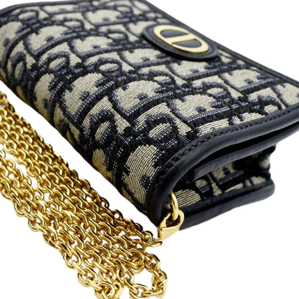 CHRISTIAN DIOR Montaigne Oblique Jacquard Pouch Navy Blue