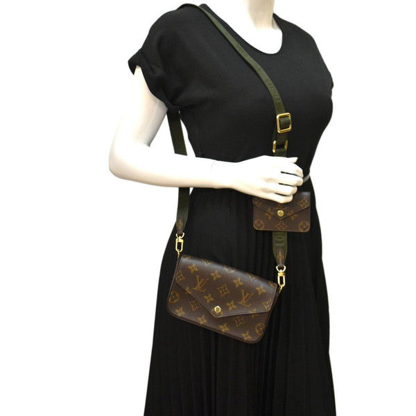 LOUIS VUITTON Felicie Strap & Go Pochette Monogram Canvas Shoulder Bag Brown