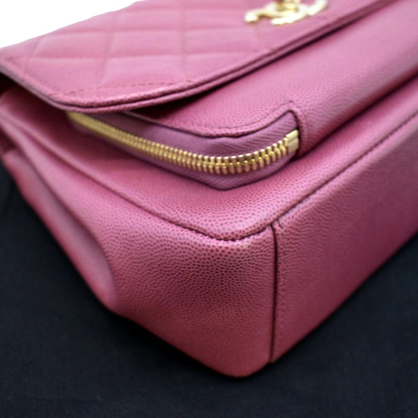 CHANEL Business Affinity Medium Flap Quilted Caviar Shoulder Bag Pink