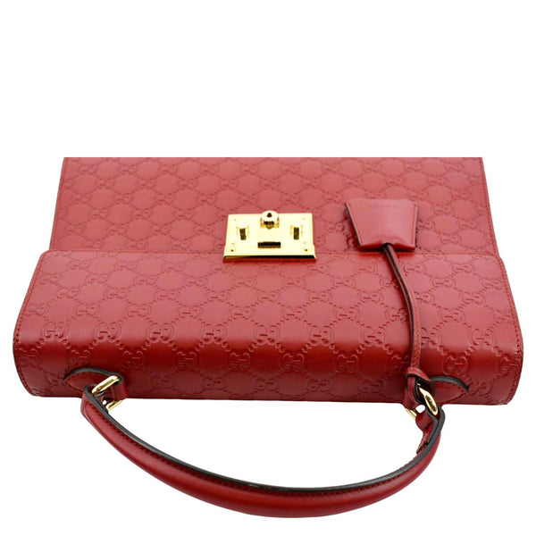 Gucci Signature Medium Padlock Leather Shoulder Bag Red - Top