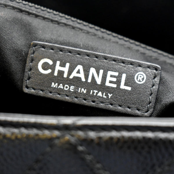 CHANEL Grand Shopping Quilted Caviar Leather GST Tote Bag Black