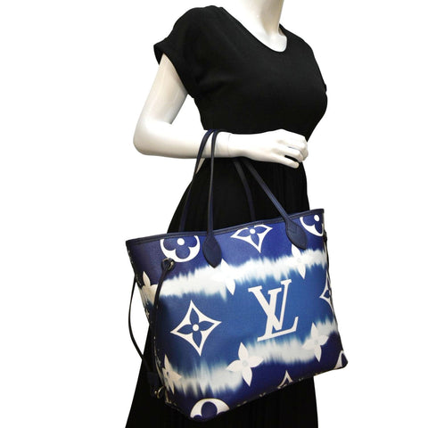 LOUIS VUITTON Neverfull MM Escale Monogram Canvas Shoulder Bag Blue