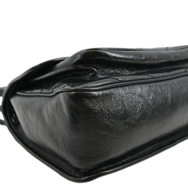 YVES SAINT LAURENT Niki Baby Crinkle Leather Shoulder Bag Black
