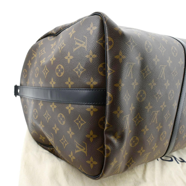LOUIS VUITTON Keepall 55 Bandouliere Monogram Macassar Travel Bag Brown