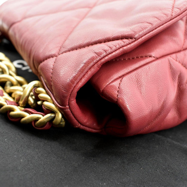 CHANEL 19 Quilted Lambskin Leather Flap Shoulder Bag Red