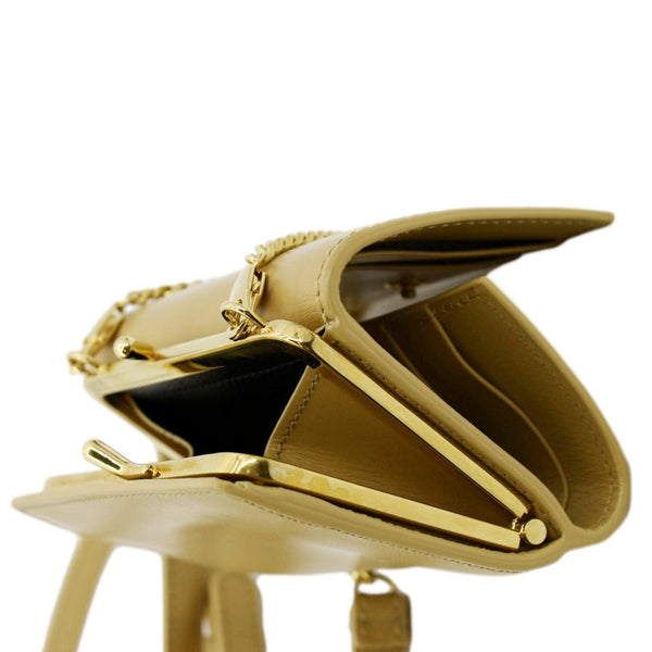 YVES SAINT LAURENT Rider Smooth Leather Shoulder Bag Beige