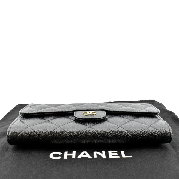 Chanel Flap Quilted Caviar Wallet in Black Color - Bottom