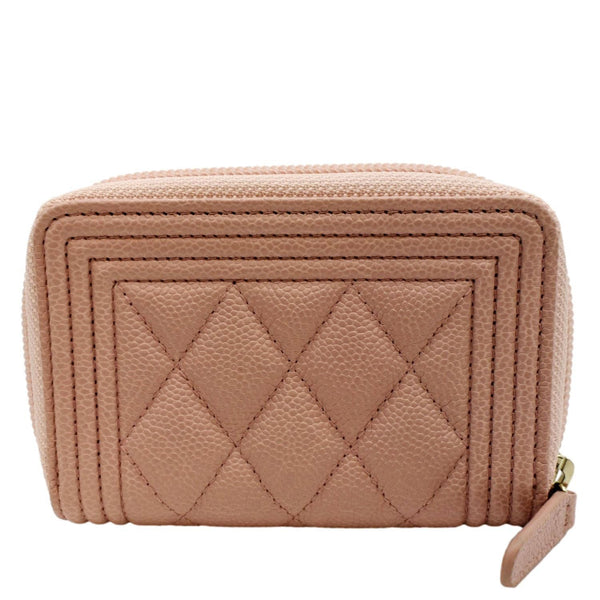 CHANEL Small Boy Caviar Leather Zip Around Wallet Pink