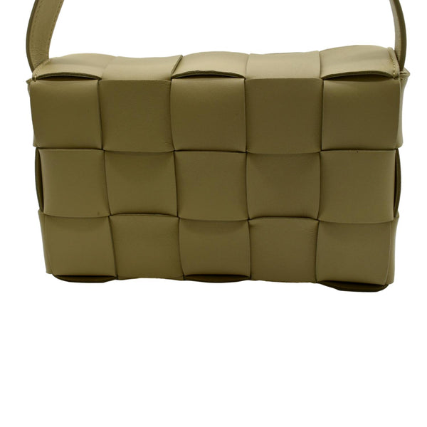 BOTTEGA VENETA Cassette Intreccio Leather Crossbody Bag Beige