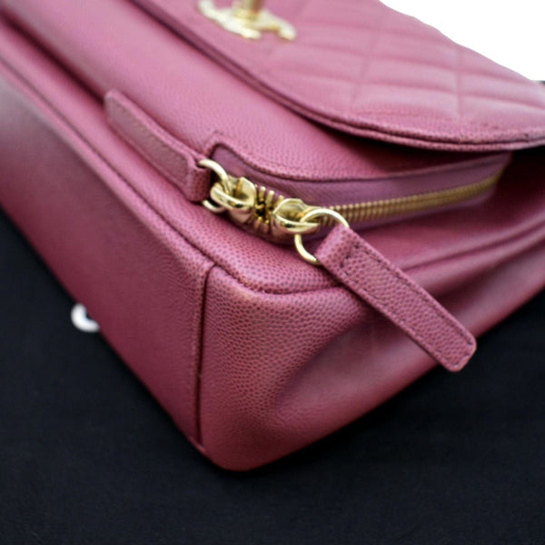 CHANEL Business Affinity Medium Flap Quilted Caviar Shoulder Bag Pink