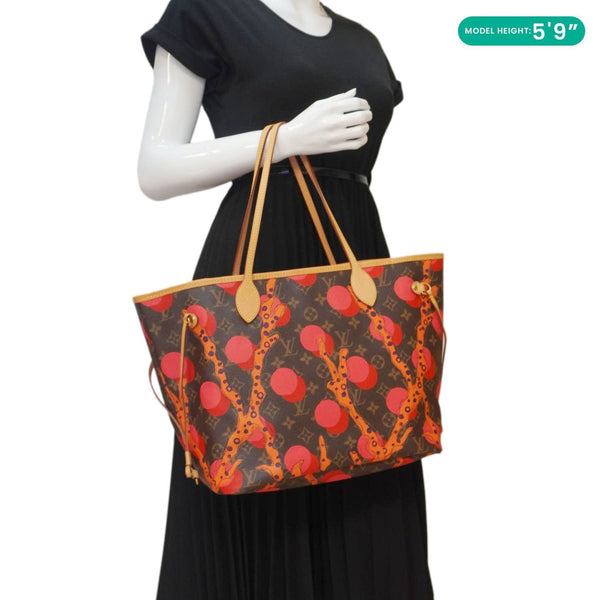 LOUIS VUITTON Neverfull MM Grenade Ramages Monogram Canvas Tote Bag Brown