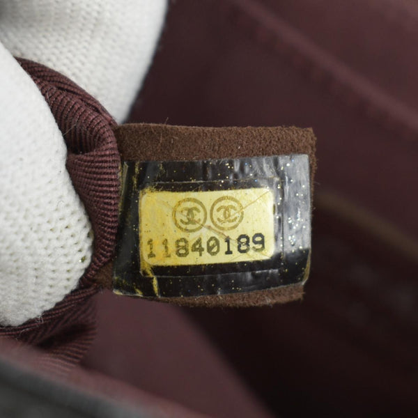 CHANEL Secret Label Flap Patent Leather Shoulder Bag Black