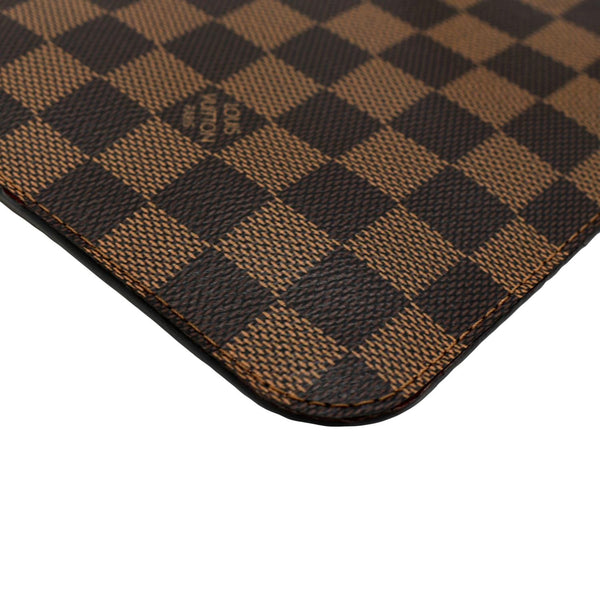 LOUIS VUITTON Neverfull Damier Ebene Pochette Wristlet Pouch Brown
