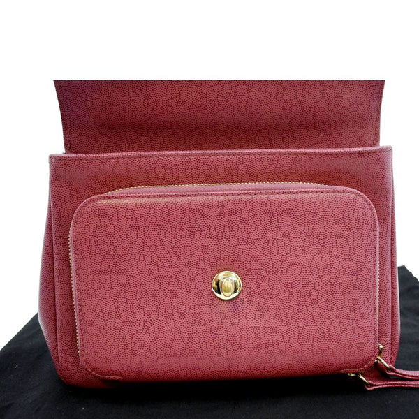 CHANEL Business Affinity Medium Flap Quilted Caviar Shoulder Bag Pink