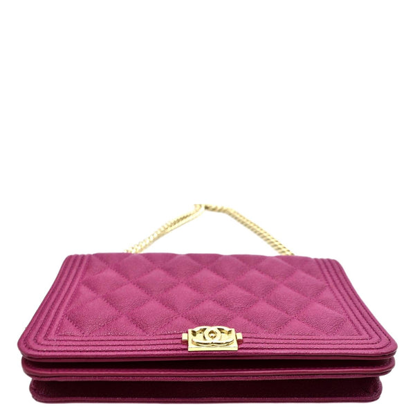 CHANEL Boy Woc Quilted Caviar Leather Wallet on Chain Crossbody Bag Pink