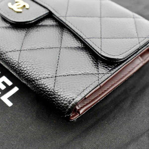 Chanel Flap Quilted Caviar Wallet in Black Color - Bottom Right