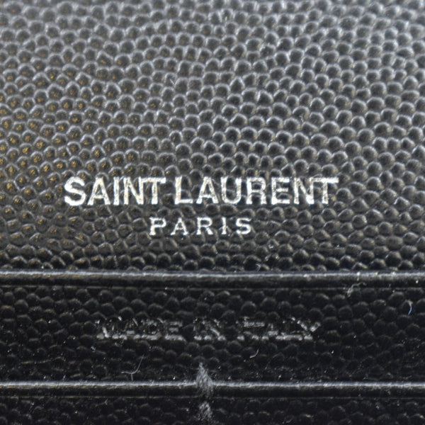 YVES SAINT LAURENT Cassandre Chain Wallet Leather Crossbody Bag Black