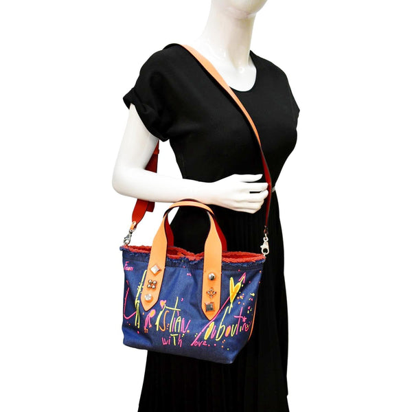 CHRISTIAN LOUBOUTIN Frangibus Small Denim Shoulder Bag Blue