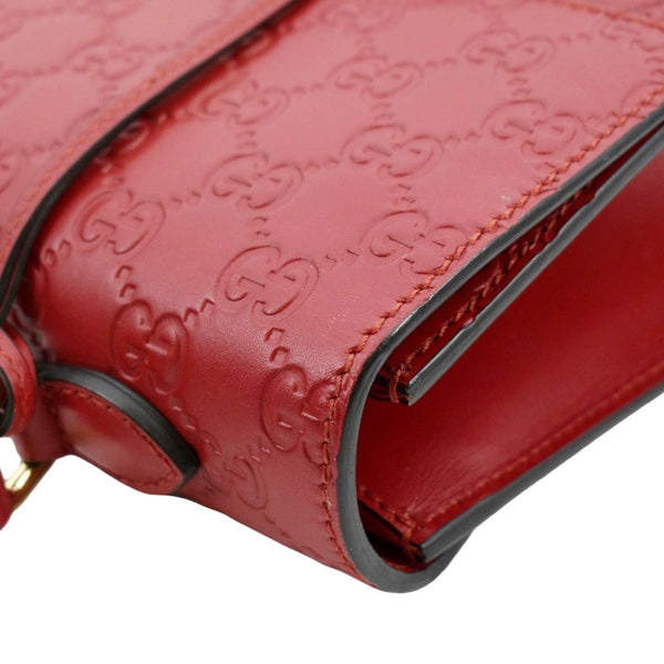 Gucci Signature Medium Padlock Leather Shoulder Bag Red - Top Left
