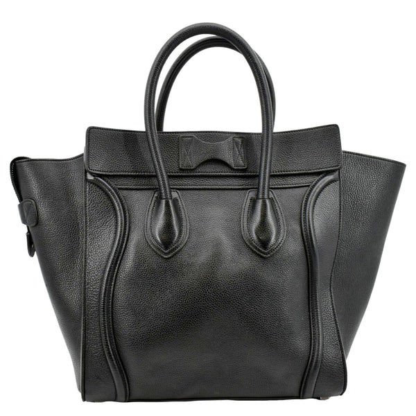 CELINE Drummed Mini Luggage Calfskin Leather Tote Bag Black