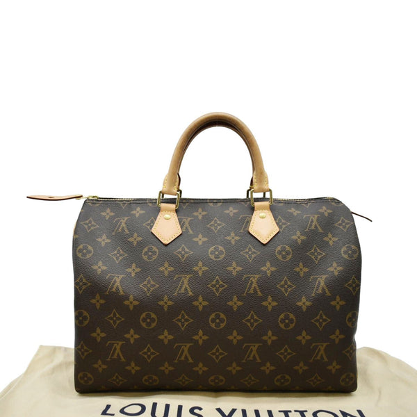 LOUIS VUITTON Speedy 35 Monogram Canvas Satchel Bag Brown