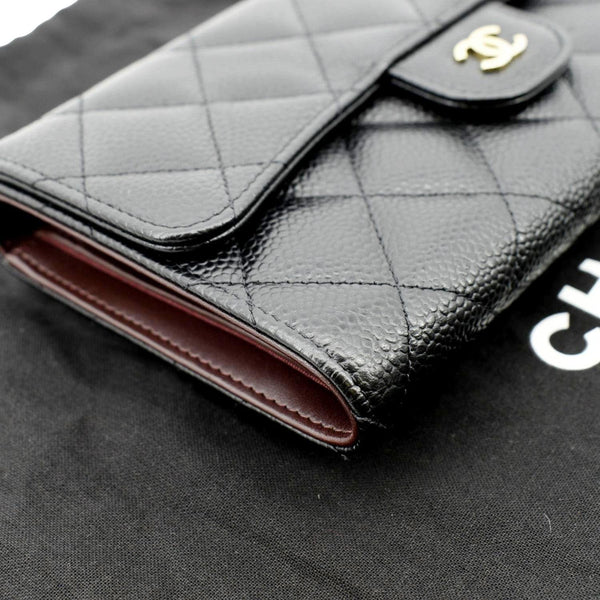 Chanel Flap Quilted Caviar Wallet in Black Color - Right Side