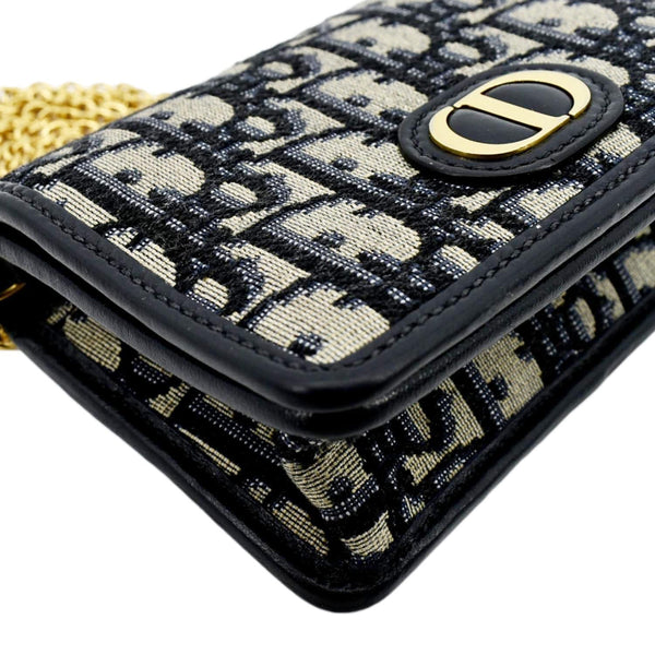 CHRISTIAN DIOR Montaigne Oblique Jacquard Pouch Navy Blue