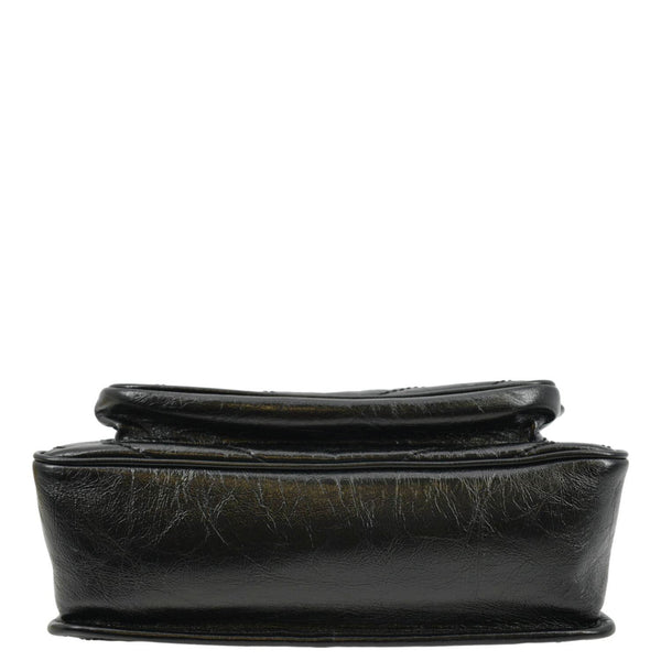 YVES SAINT LAURENT Niki Baby Crinkle Leather Shoulder Bag Black