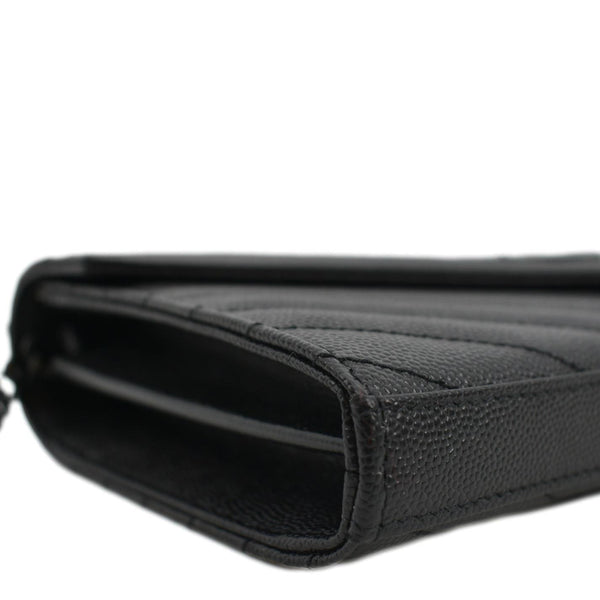 YVES SAINT LAURENT Cassandre Chain Wallet Leather Crossbody Bag Black