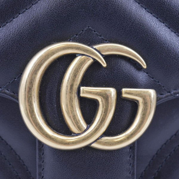 GUCCI GG Marmont Leather Top Handle Crossbody Bag Black 547260
