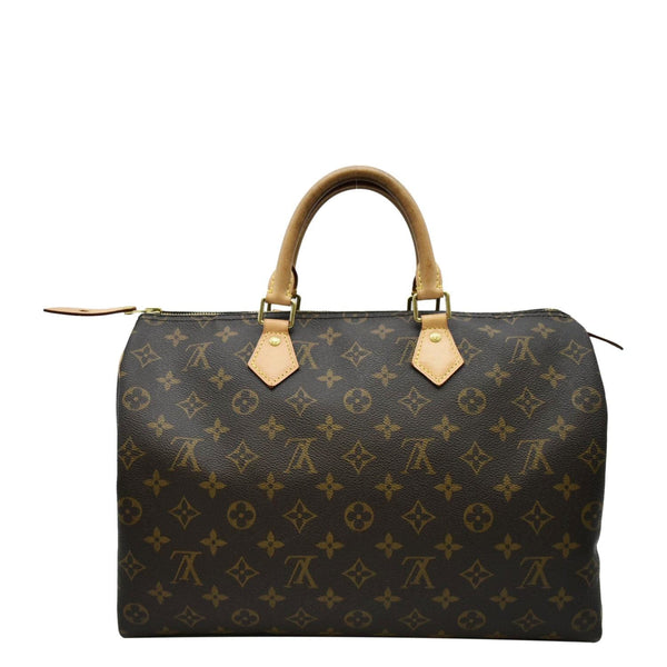LOUIS VUITTON Speedy 35 Monogram Canvas Satchel Bag Brown