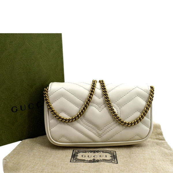 GUCCI GG Marmont Super Mini Matelasse Leather Crossbody Bag White 476433
