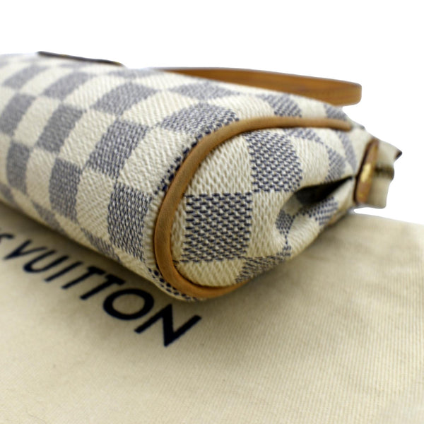 LOUIS VUITTON Pochette Eva Damier Azur Crossbody Clutch Bag White