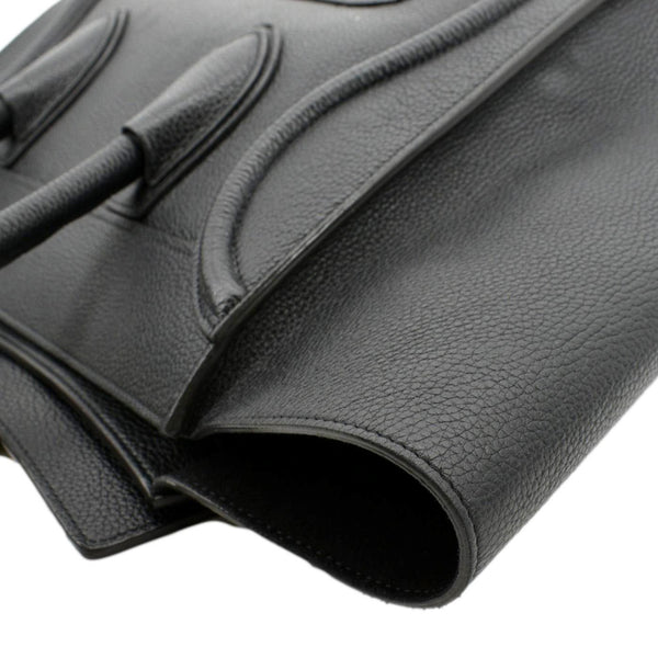 CELINE Drummed Mini Luggage Calfskin Leather Tote Bag Black