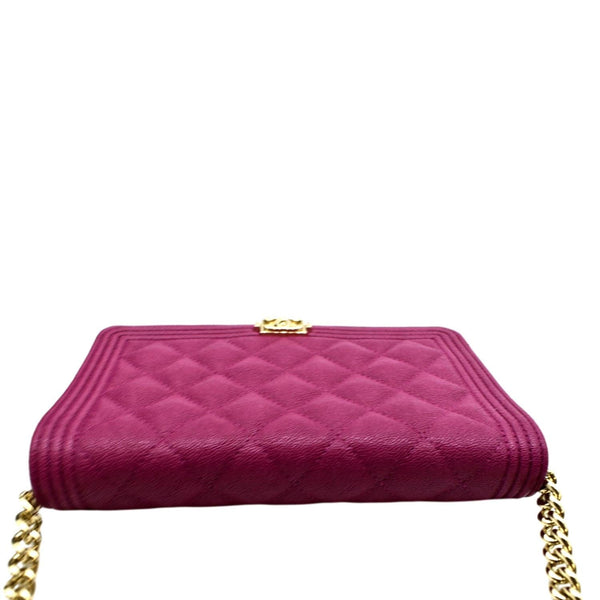 CHANEL Boy Woc Quilted Caviar Leather Wallet on Chain Crossbody Bag Pink