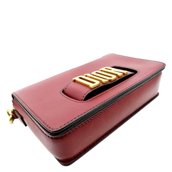 CHRISTIAN DIOR Dio(r)evolution Flap Calfskin Shoulder Bag Dark Red