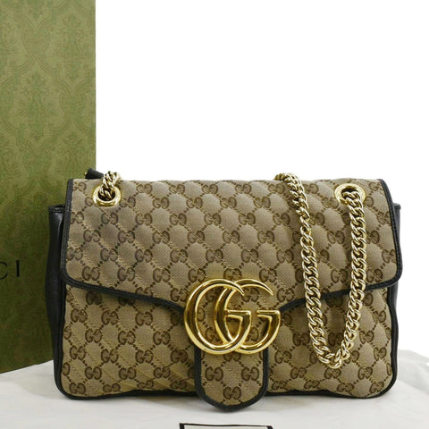 GUCCI GG Marmont Medium Canvas Crossbody Bag Beige 443496