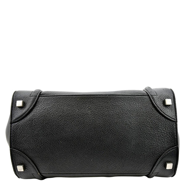 CELINE Drummed Mini Luggage Calfskin Leather Tote Bag Black